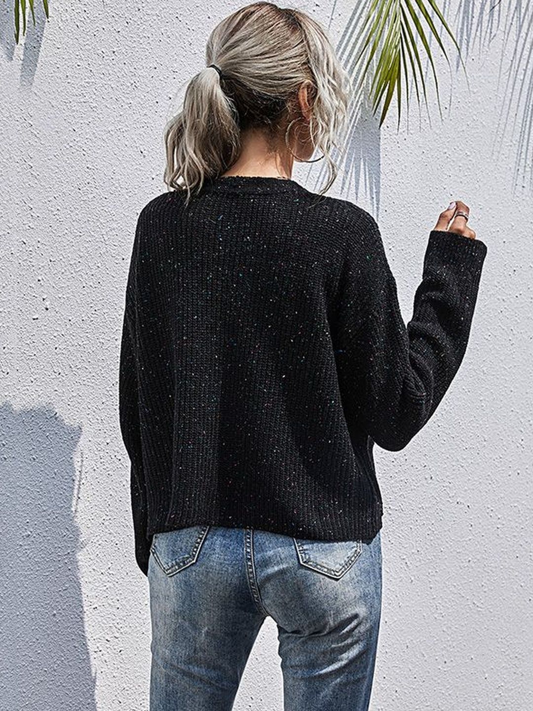 Women's Black Speckled Cardigan