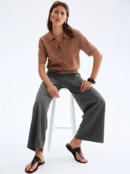 Women Straight Fit High-Rise Pleated Trousers