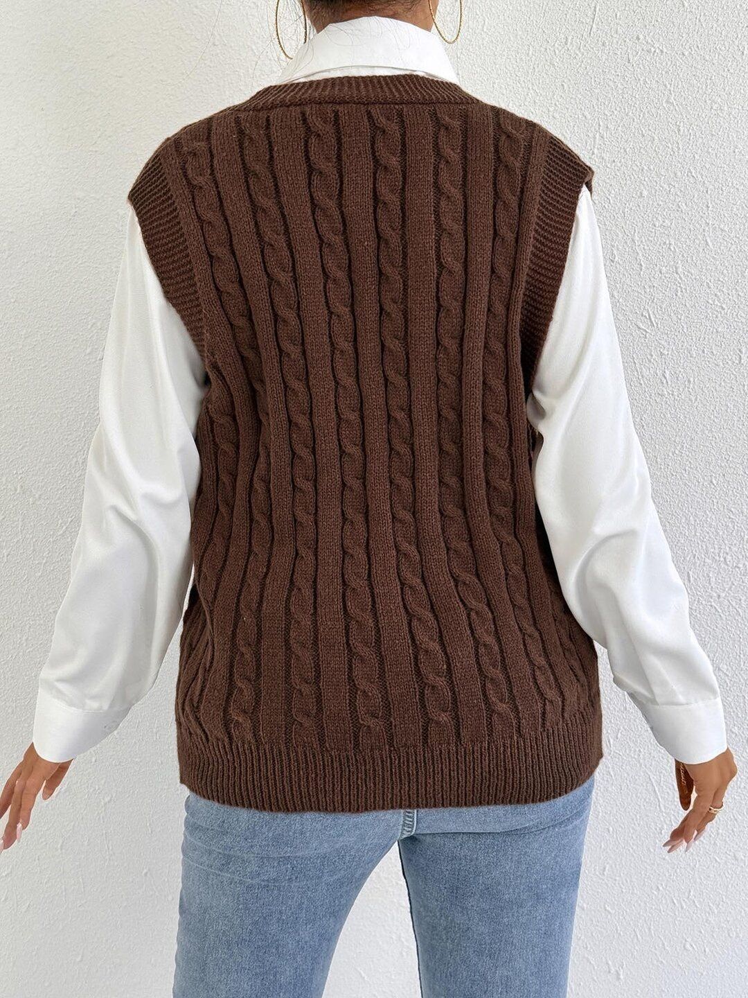 Women Cable Knit Sweater Vest
