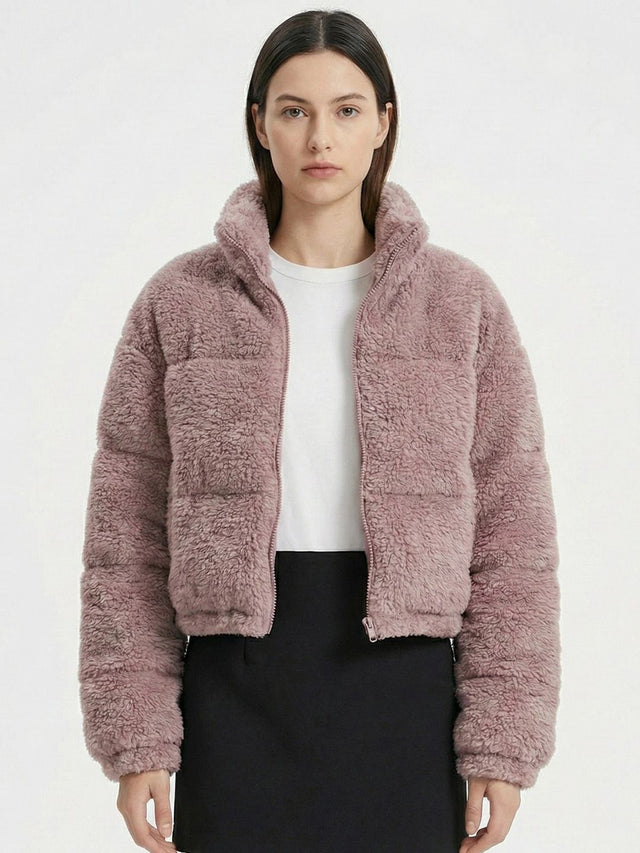 Crop Puffer Jacket in Purple other - Nowi Korean Fashion