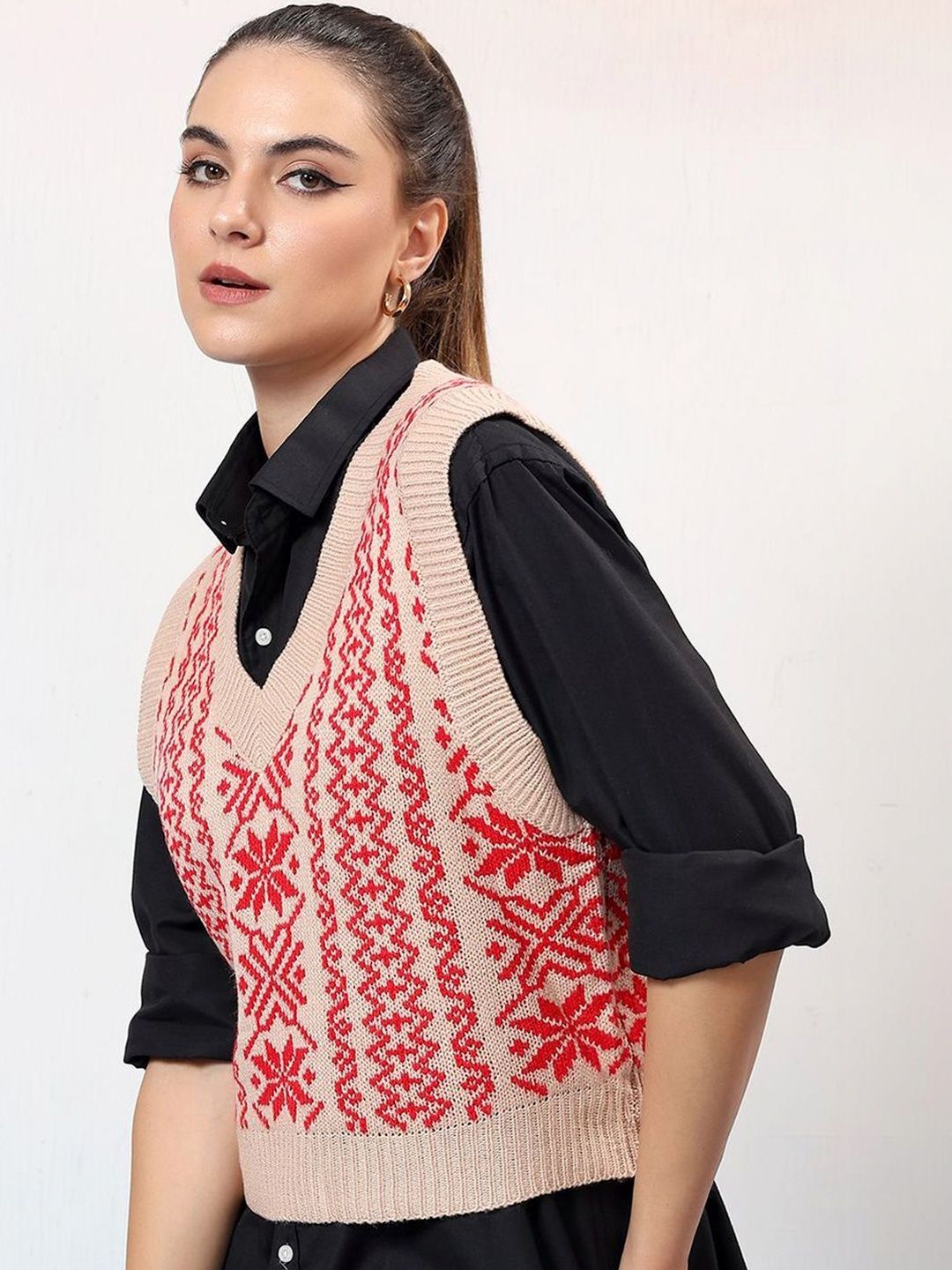NOWI Women Fair Isle Woollen Sweater Vest
