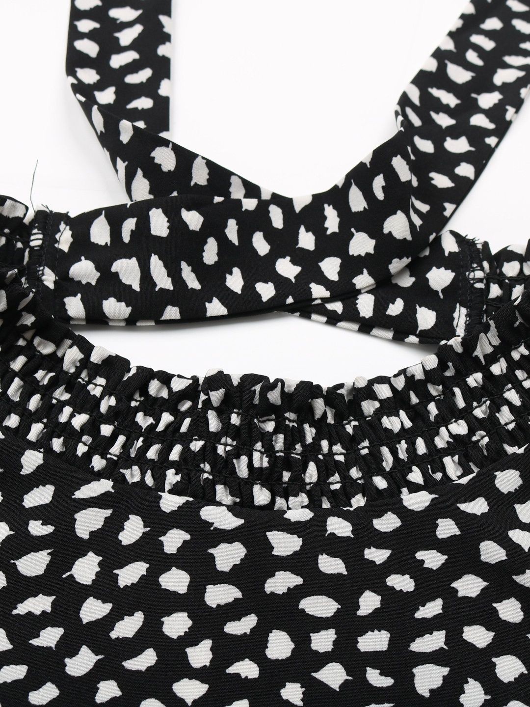 Women's Black Print Fit & Flare Dress Blend Printed