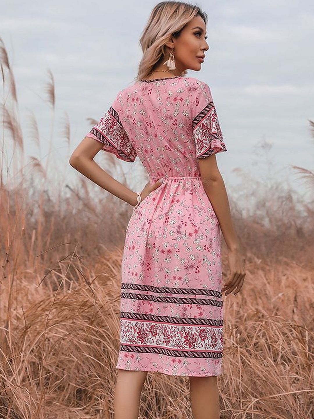 Floral Print Fit & Flare Midi Dress
