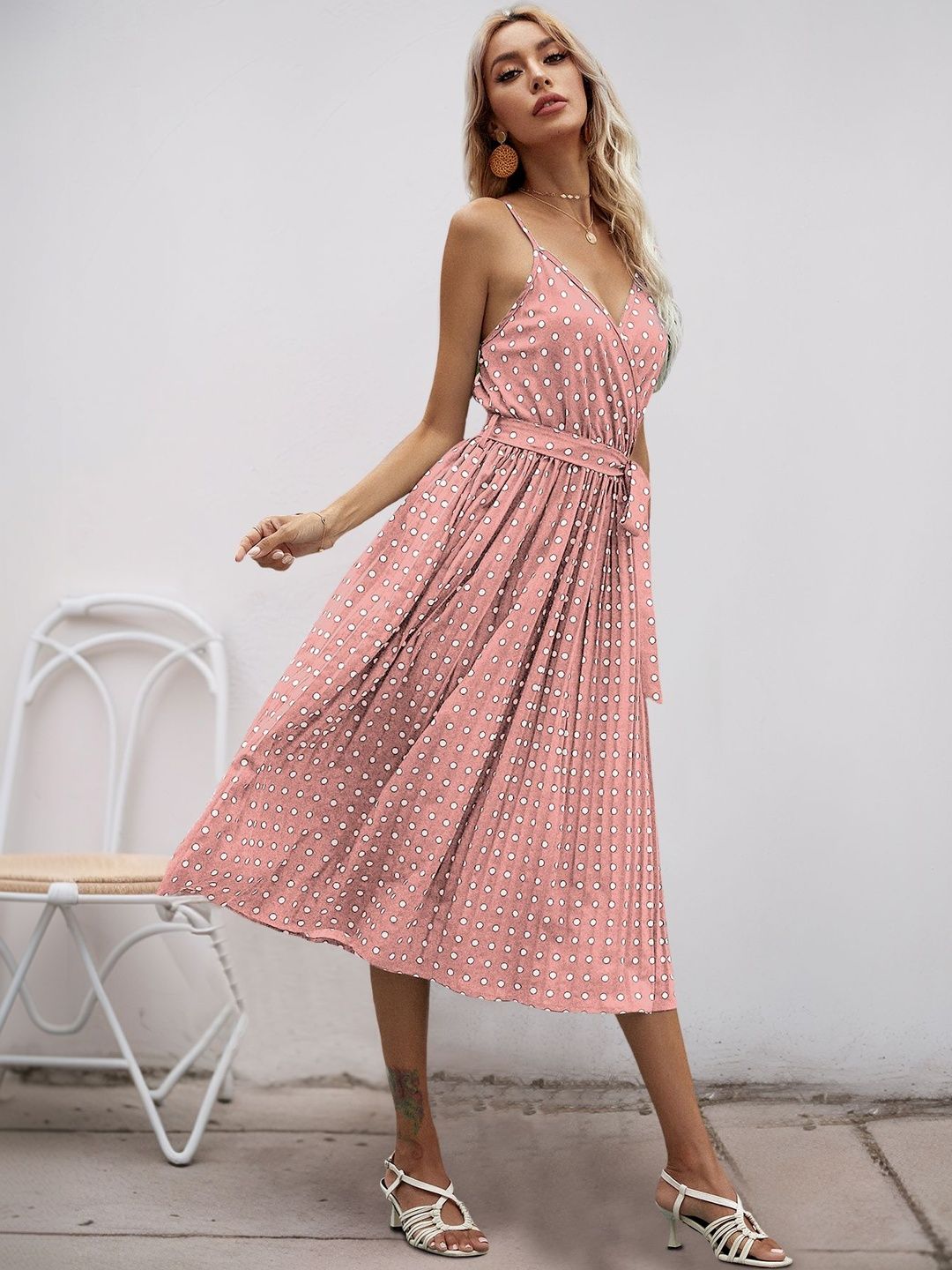 Polka Dot Print Midi Dress
