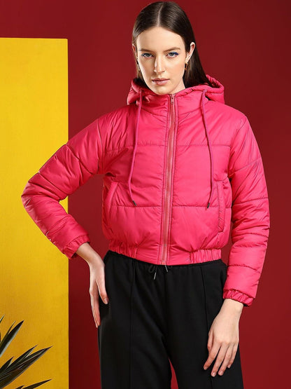 NOWI Women Solid Lightweight Crop Puffer Jacket