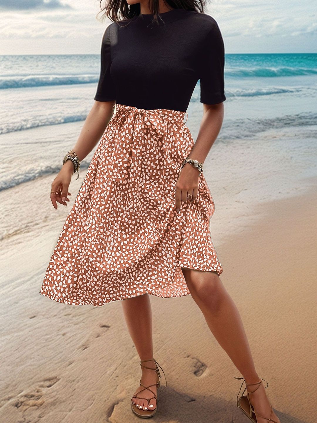 Print A-Line Midi Dress
