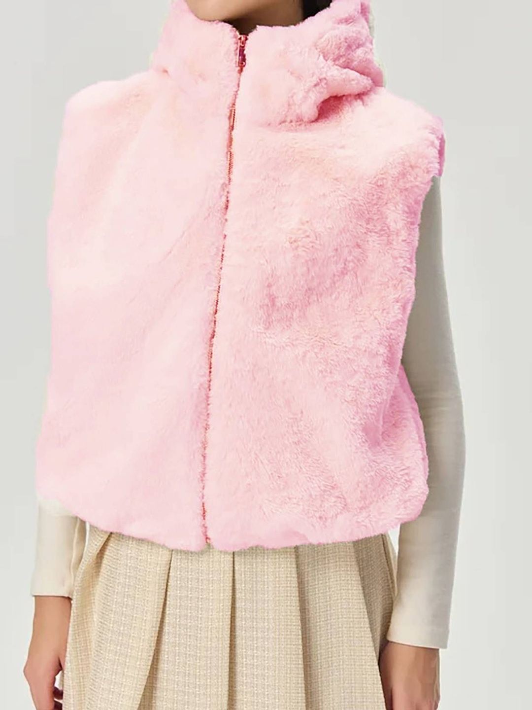 NOWI Women Solid Sleeveless Woollen Jacket