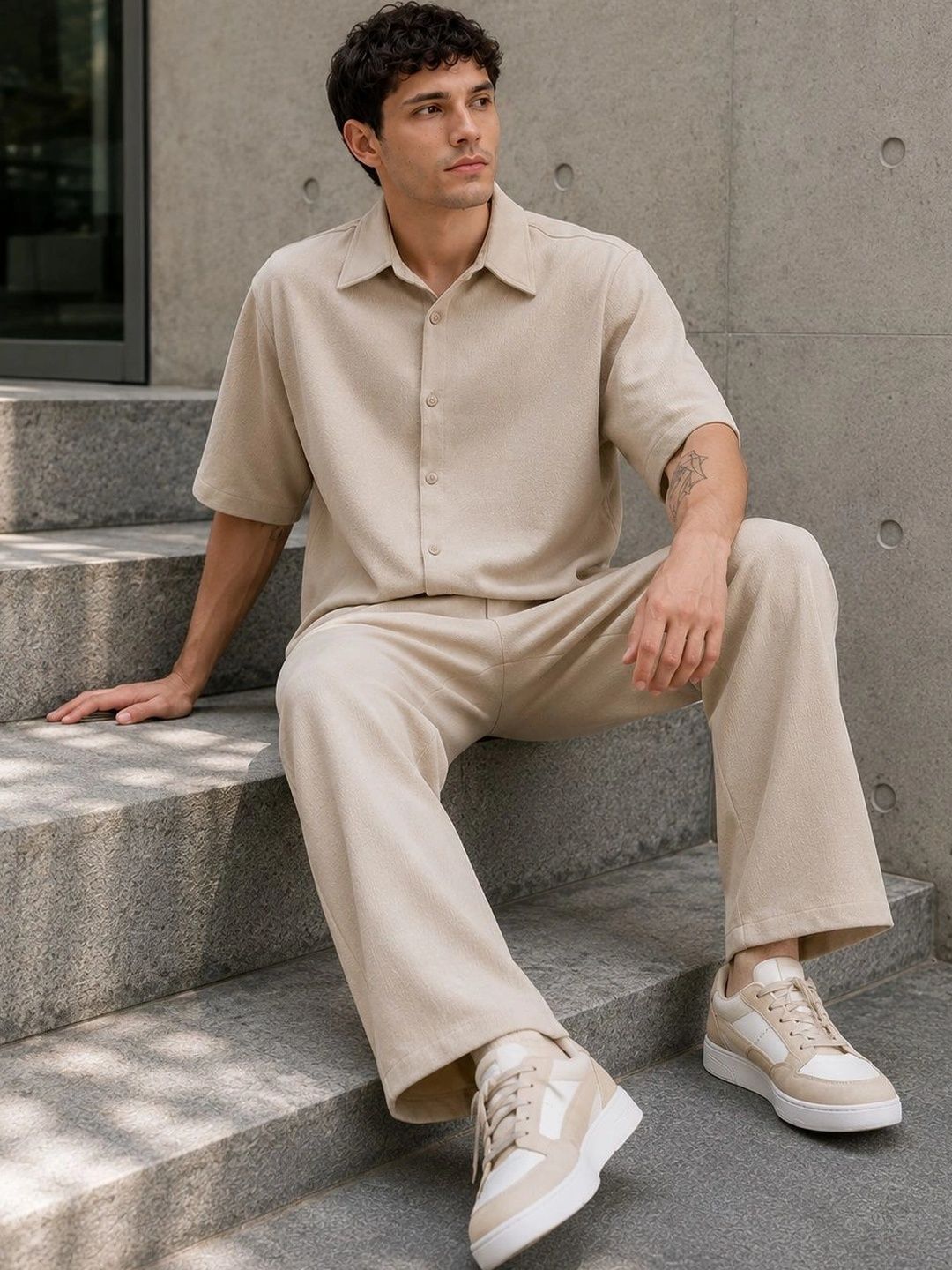 Solid Shirt with Trousers