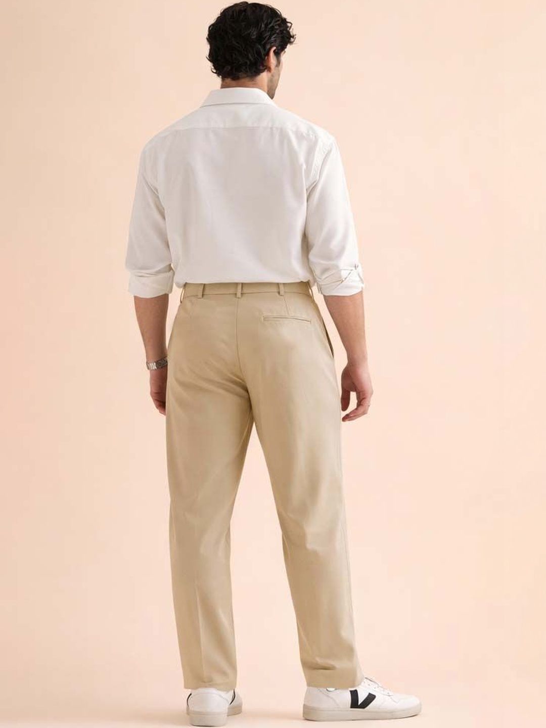 Men Straight Fit Wrinkle Free Pleated Trousers