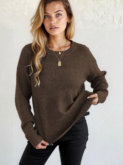 Pullover in Brown acrylic Style 339 - Nowi Korean Fashion