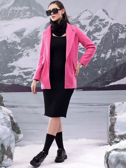 Solid Single Breasted Coats