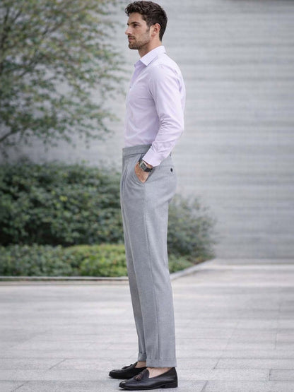Men Straight Fit Wrinkle Free Pleated Trousers