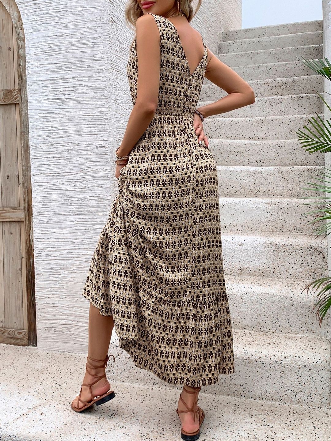 Print Fit & Flare Maxi Dress