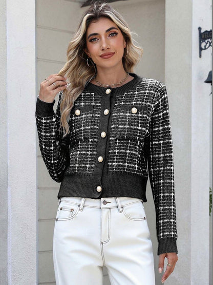 Women Checked Cardigan