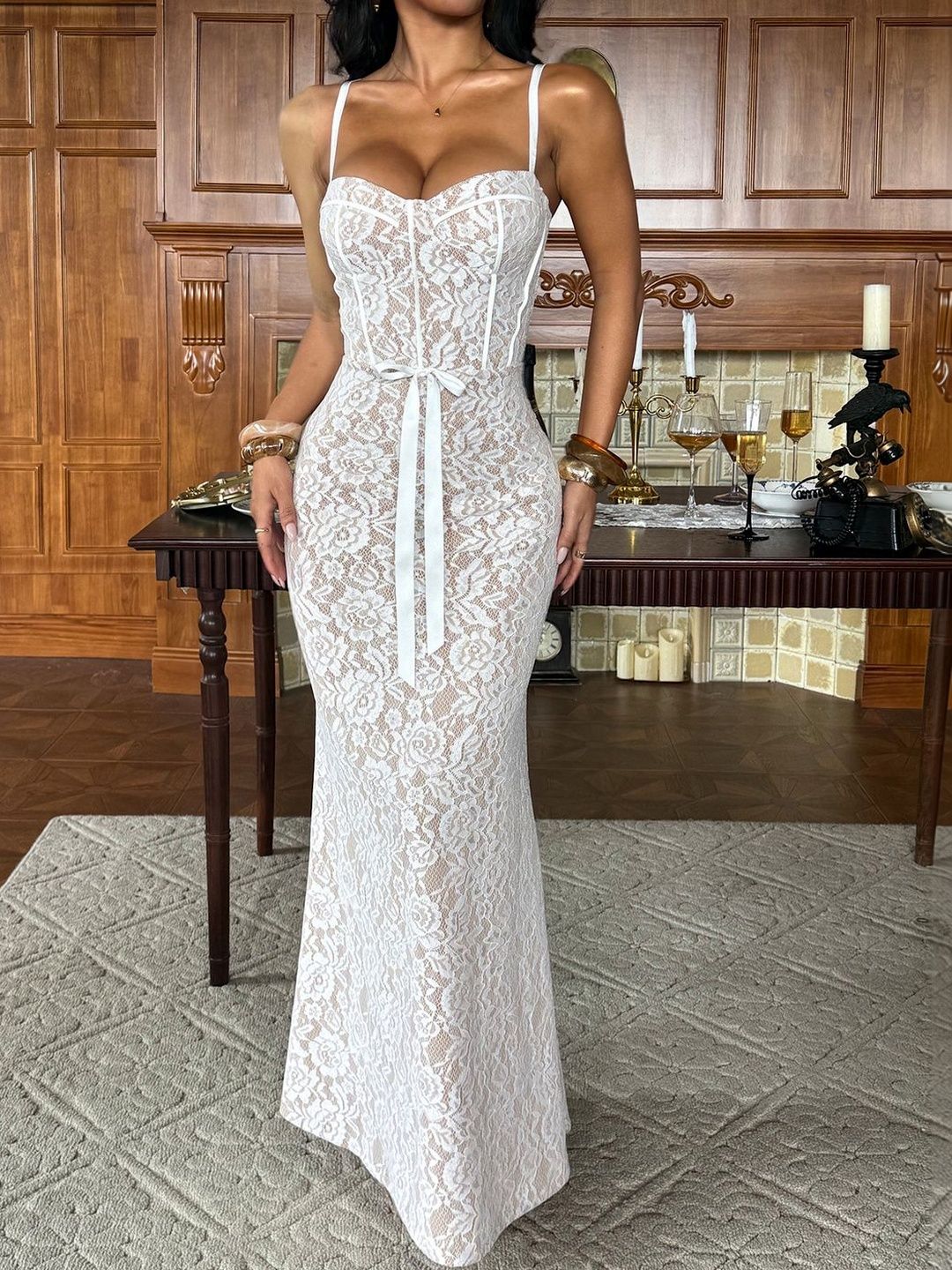 NOWI Embroidered Bodycon Maxi Dress