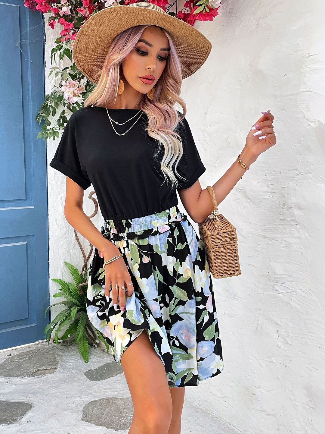 Floral Print Fit & Flare Dress