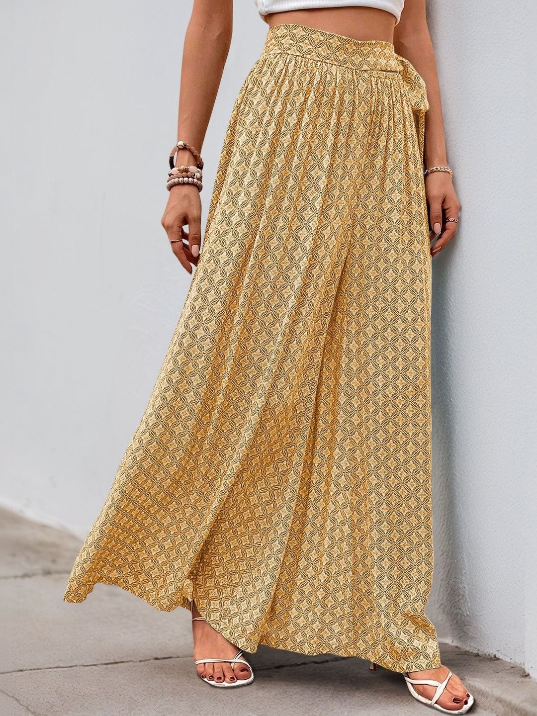 Women Printed High-Rise Non Iron Trousers
