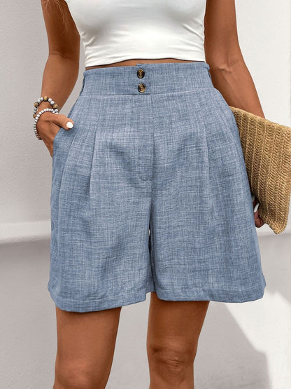 Women High-Rise Linen Fashion Shorts