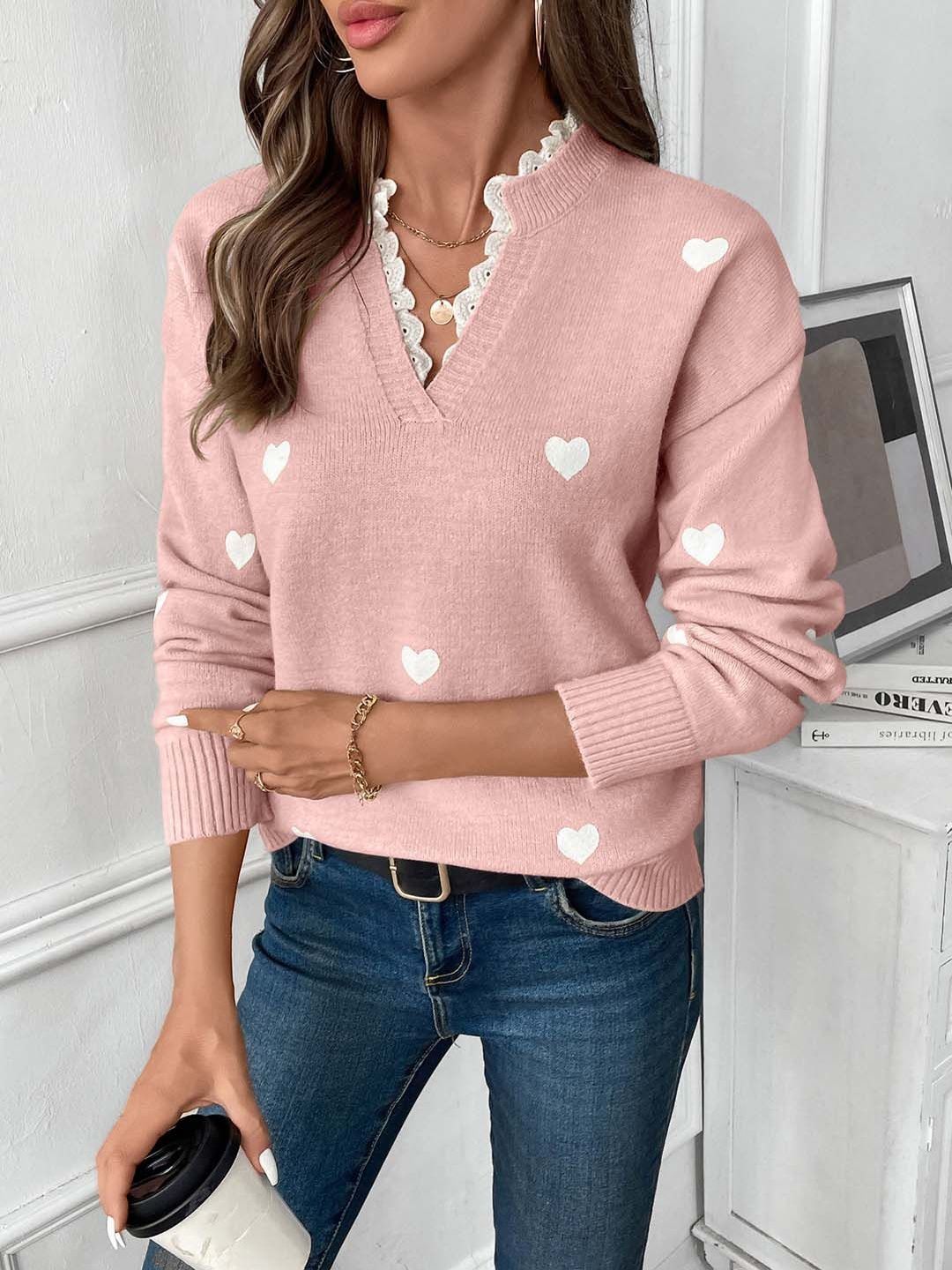 NOWI Printed V-Neck Pullover