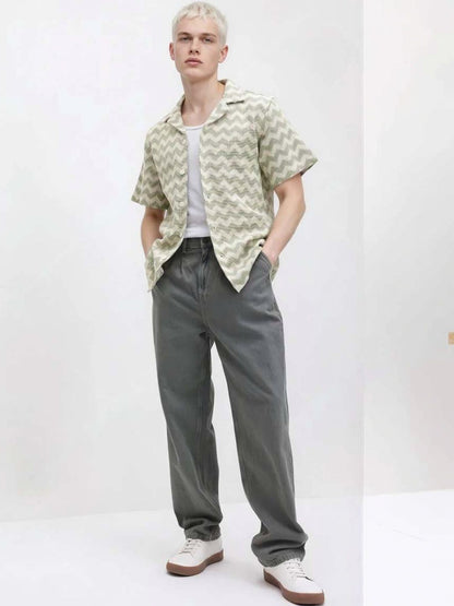 Casual Shirt in Textured cotton - Nowi Korean Fashion