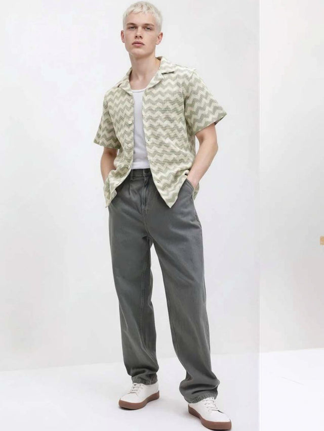 Casual Shirt in Textured cotton - Nowi Korean Fashion