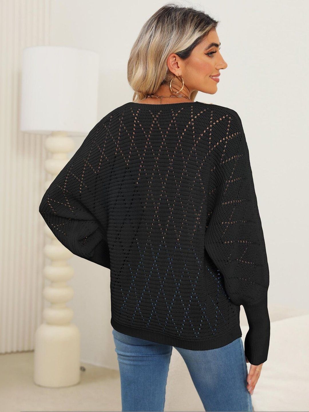 Women Ribbed Pullover with Embellished Detail