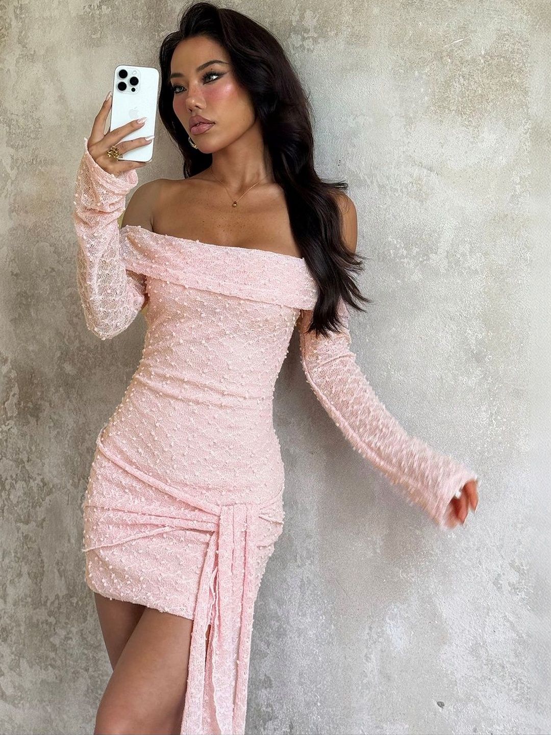 NOWI Off-Shoulder Bodycon Mini Dress