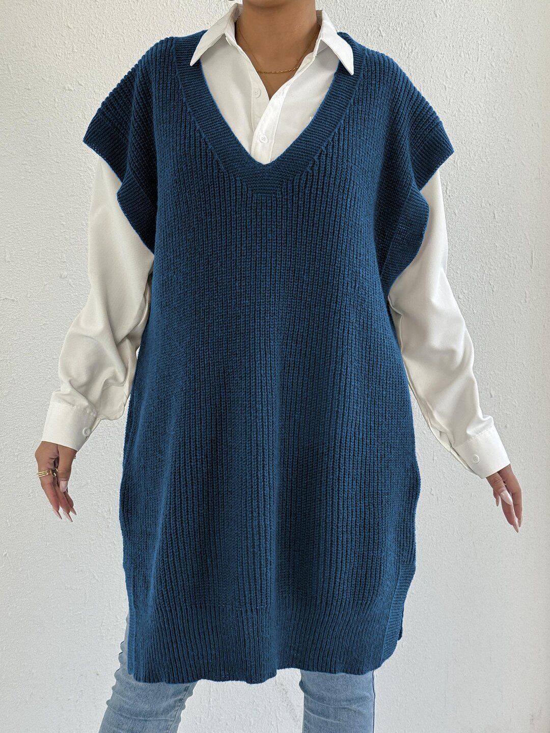 Women Ribbed Sweater Vest
