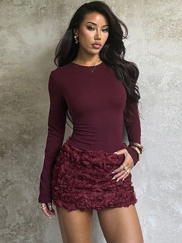 Ruffled Bodycon Mini Dress - Nowi Korean Fashion
