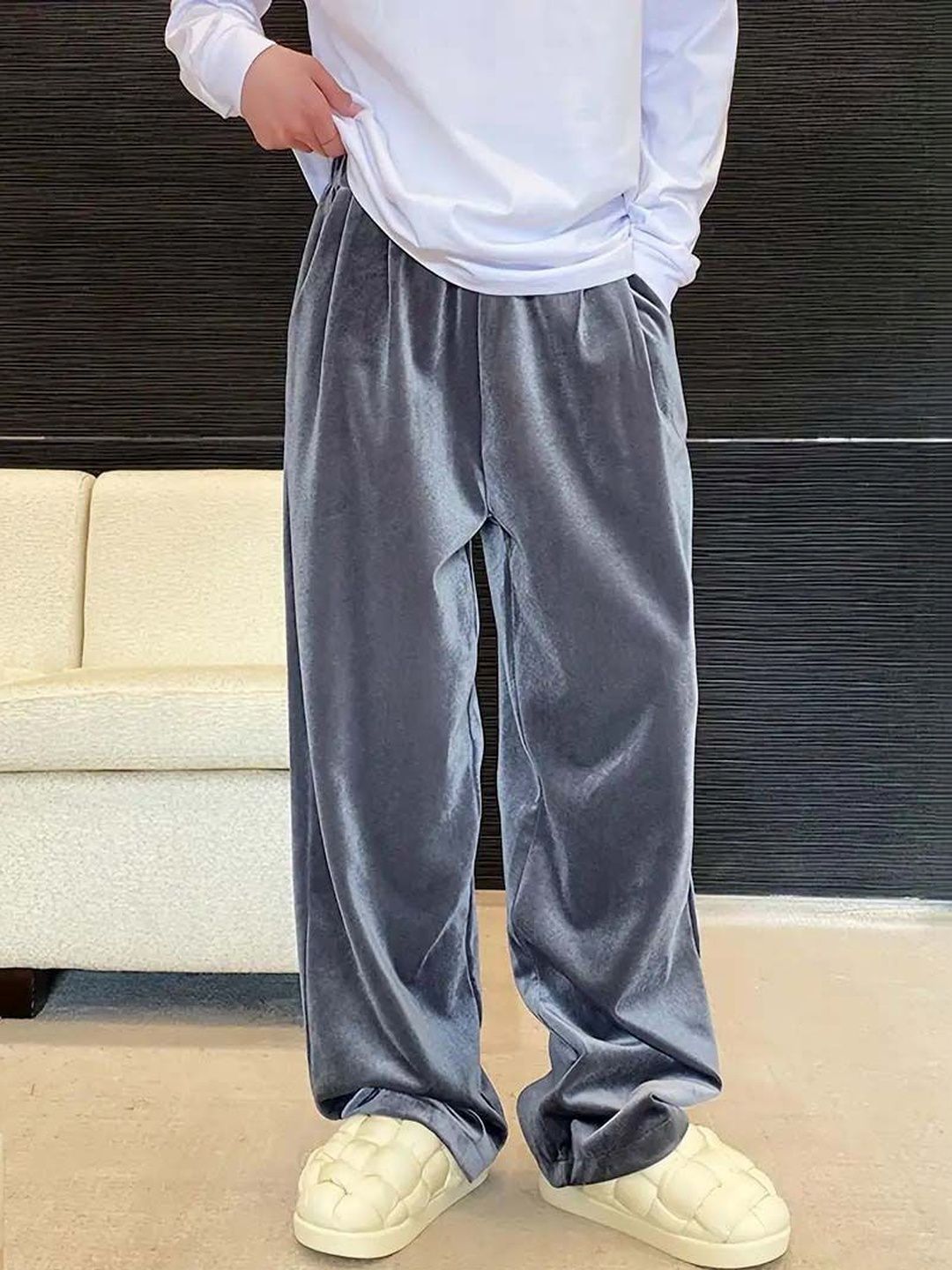 Trousers in Grey polyester - Nowi Korean Fashion