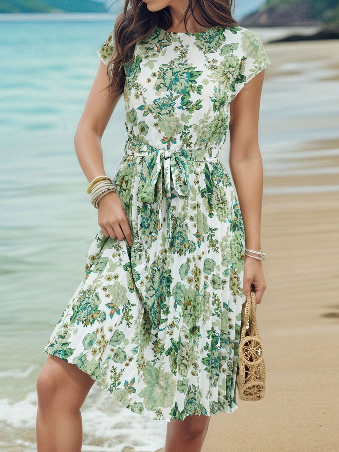 Floral Print Fit & Flare Midi Dress
