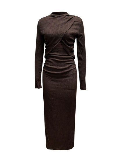 Women's Brown Bodycon Maxi Dress Blend Printed