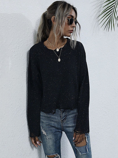 Women's Black Speckled Pullover
