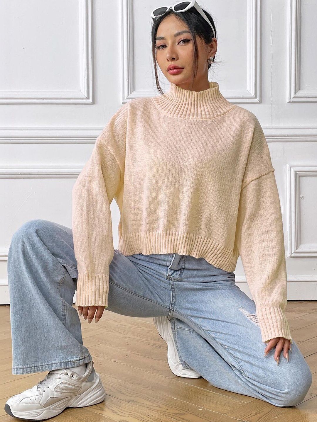 Women Ribbed Crop Pullover