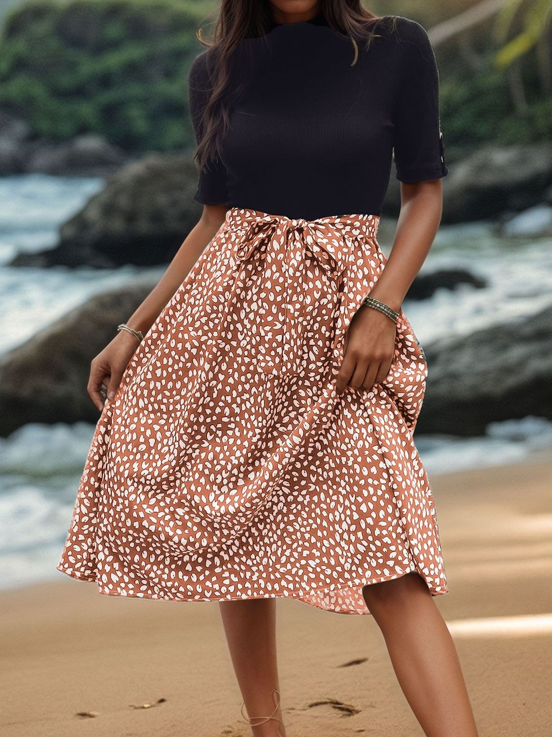 Print A-Line Midi Dress