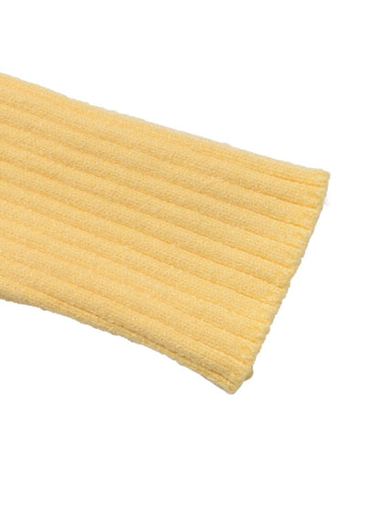 Women's Yellow Ribbed Acrylic Cardigan Sweaters