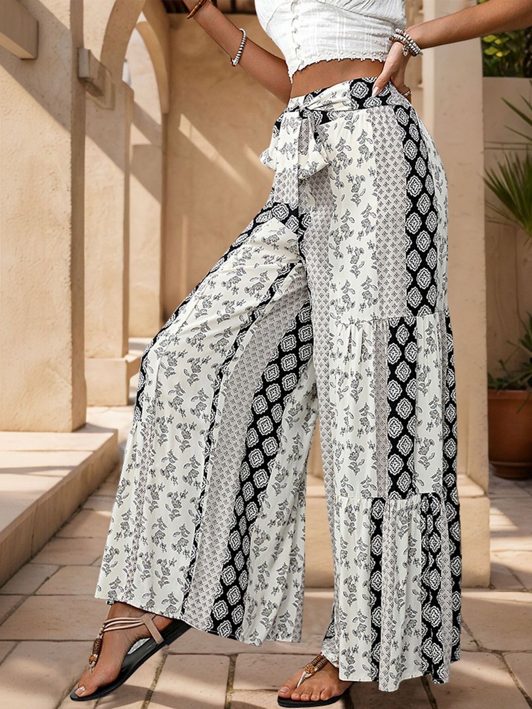 Women Printed Non Iron Trousers