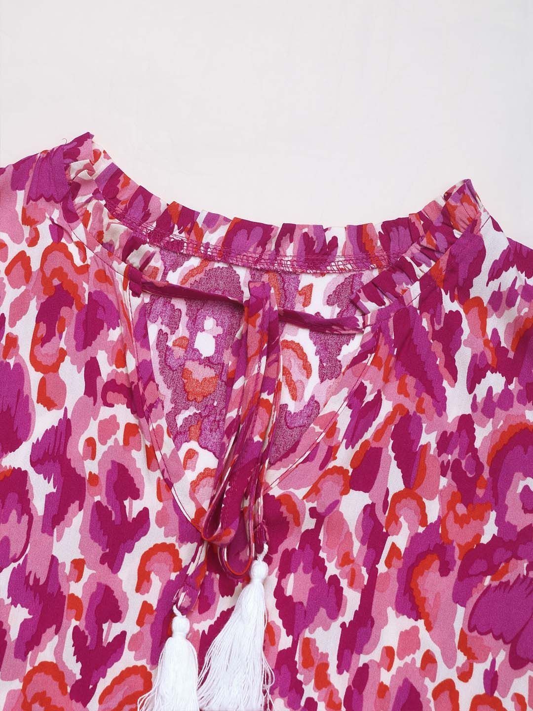 Women's Pink Nowi Print Fit & Flare Midi Dress