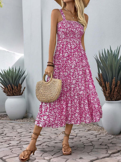 Floral Print A-Line Midi Dress