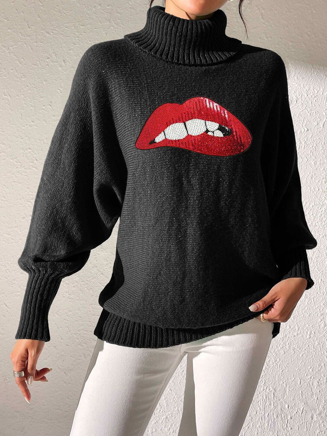 Women Printed Pullover with Embellished Detail