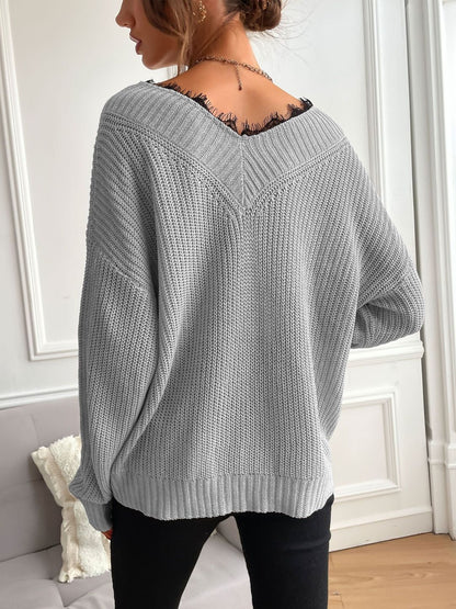 Women's Grey Pullover Blend Printed Regular Fit