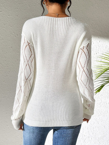 Women Cable Knit Ribbed Pullover