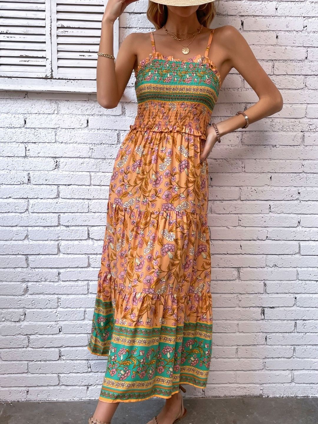 Floral Print Fit & Flare Midi Dress