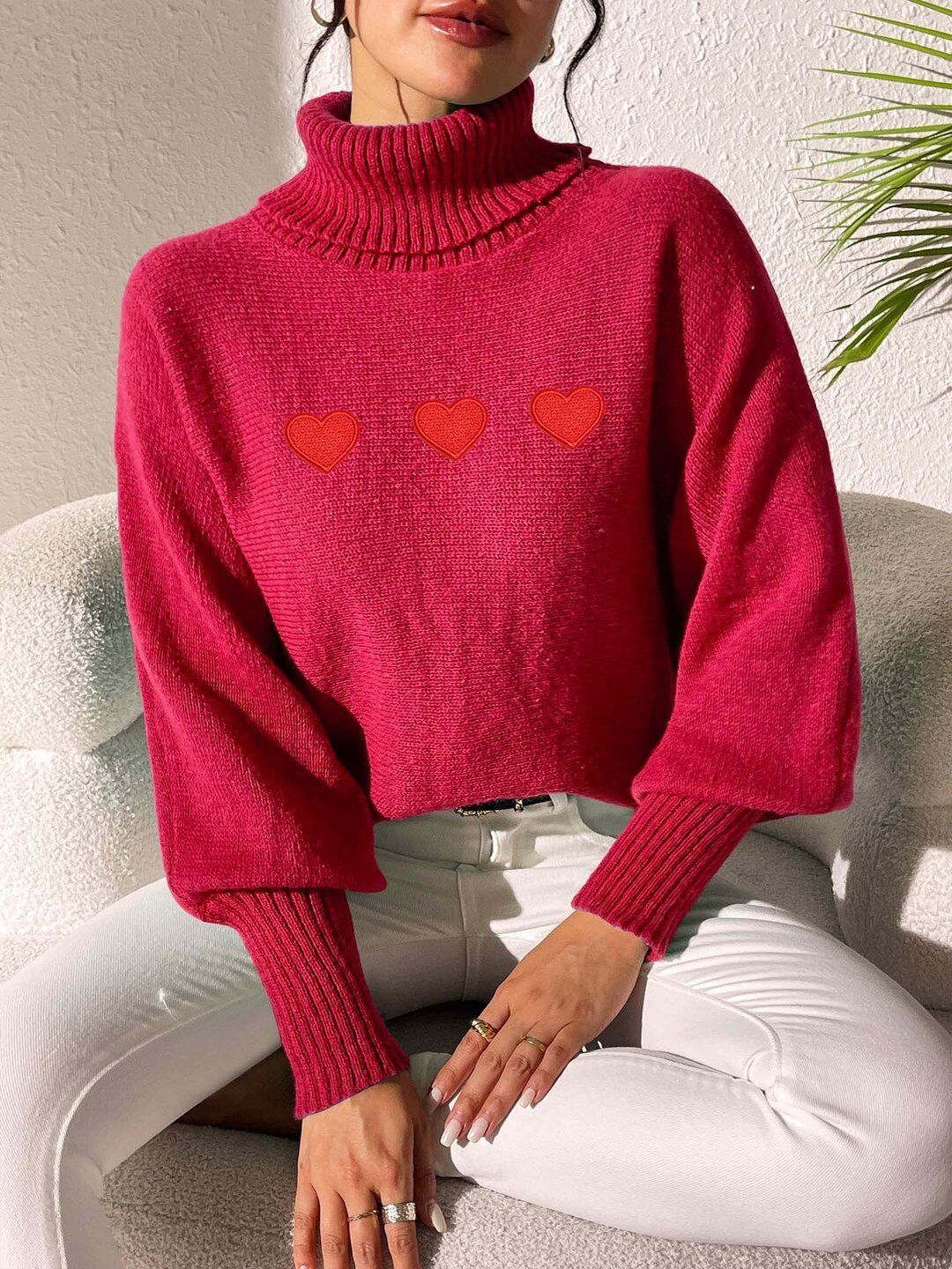 Women Printed Pullover with Embroidered Detail