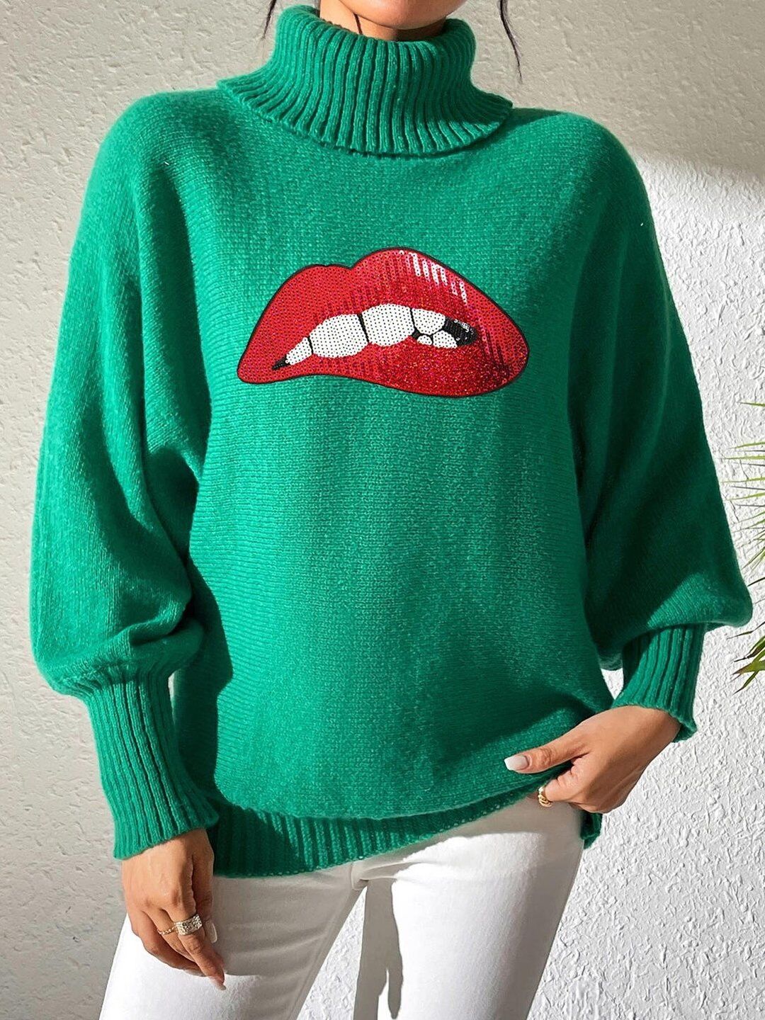 Women Printed Pullover with Embellished Detail