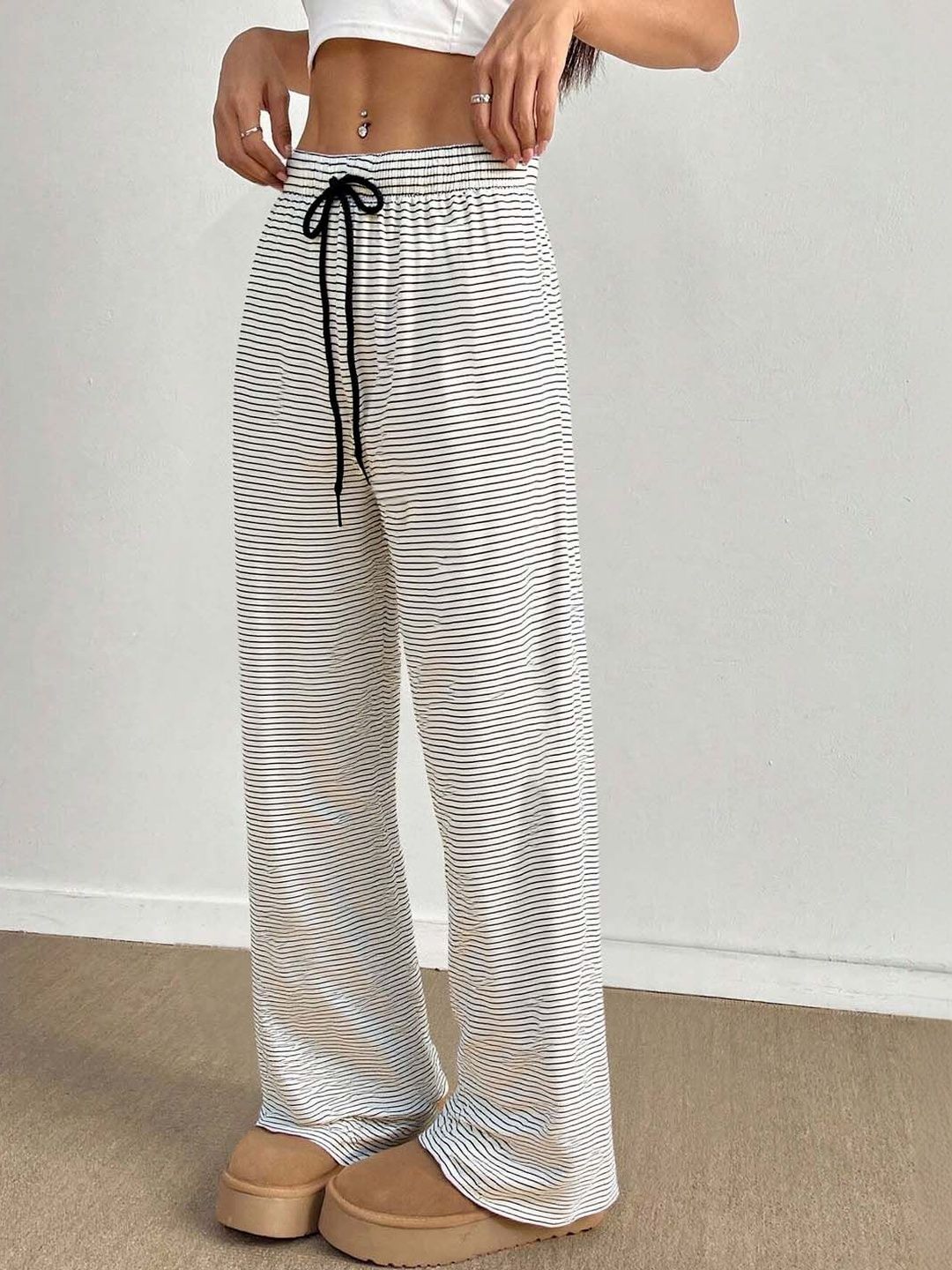 Striped Mid Rise Lounge Pants