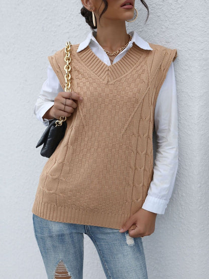 Women's Orange Nowi Women Cable Knit Sweater Vest