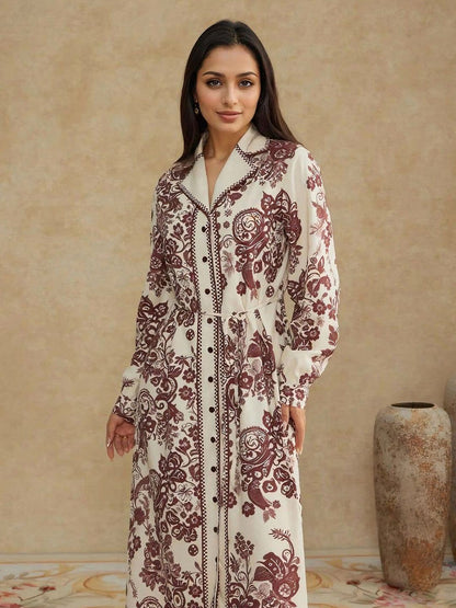Floral Print Shirt Maxi Dress