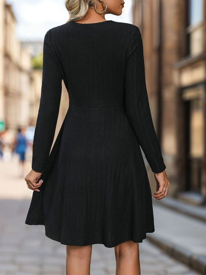 Women's Black Fit & Flare Dress Blend Printed