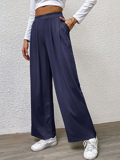 Women High-Rise Pleated Trousers